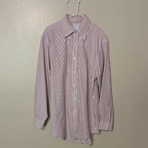 Brooks Brothers Button Down Longsleeve Striped Shirt Red Mens Size 15-32‎